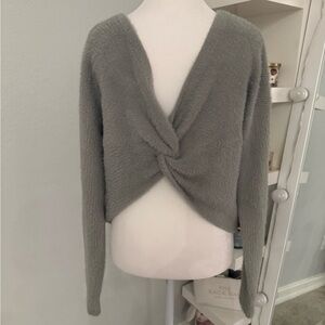 Cozy Gray Women's Knot Sweater